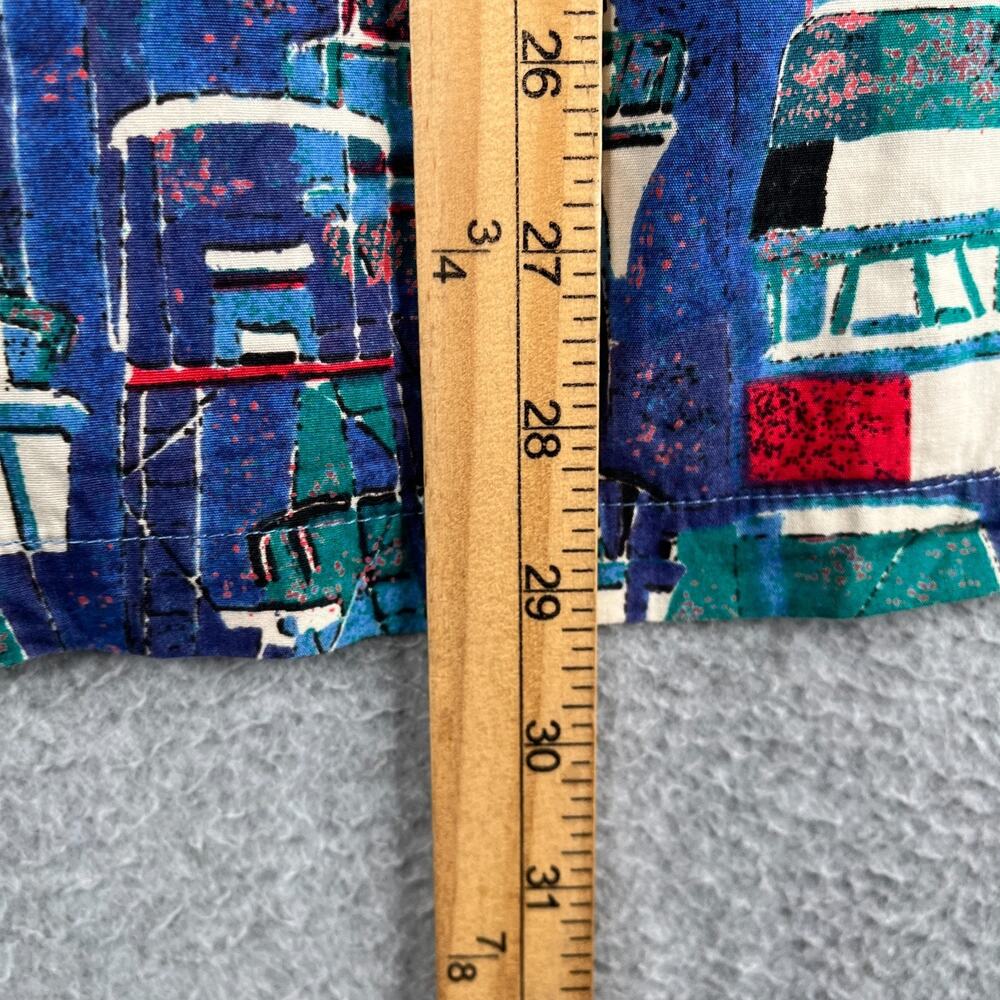 Kahala Hawaiian Short Sleeve Button Up Shirt Mens Medium Geometric Boat Print - Picture 8 of 8